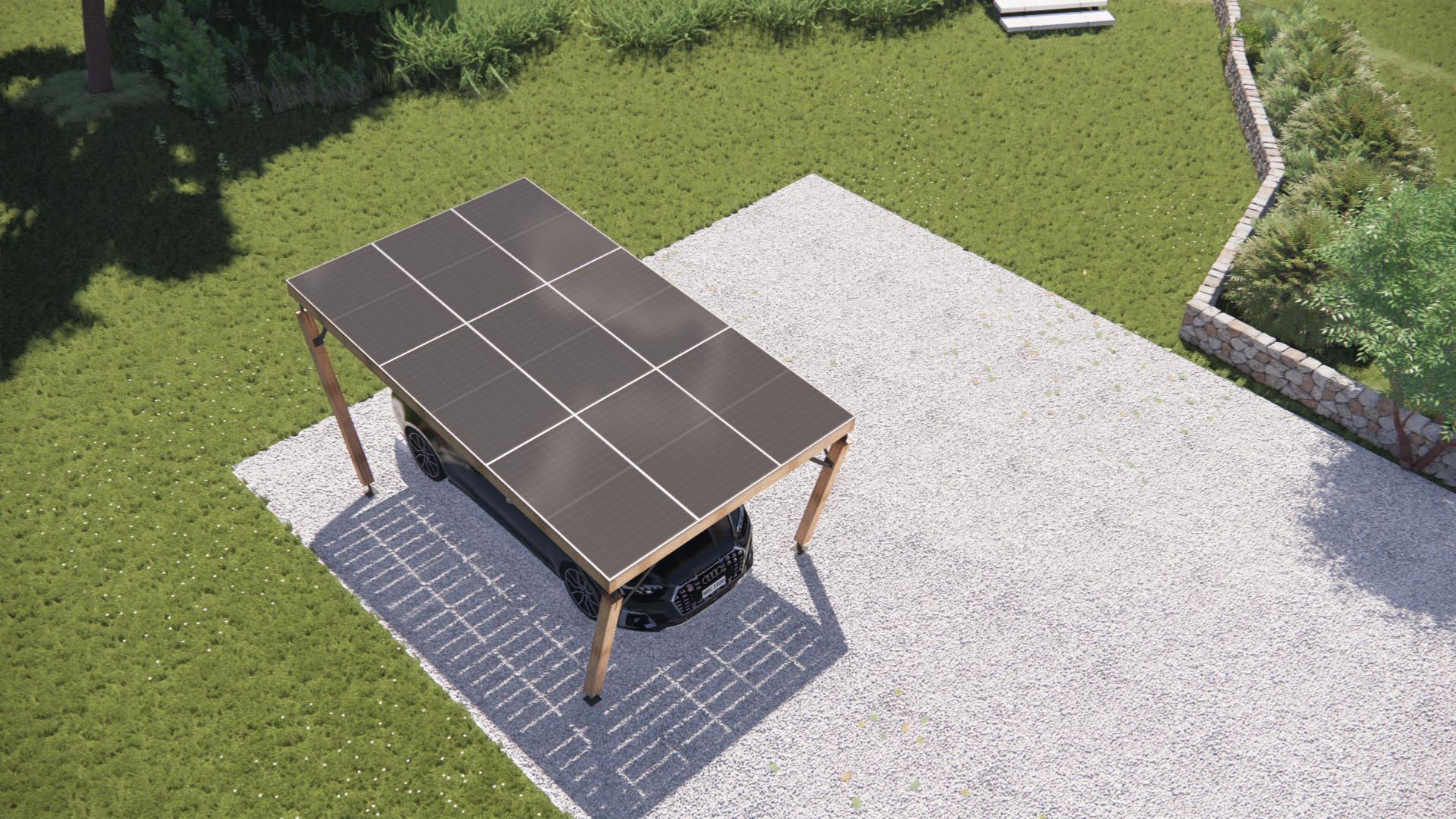 Carport solaire bois 1 plac
