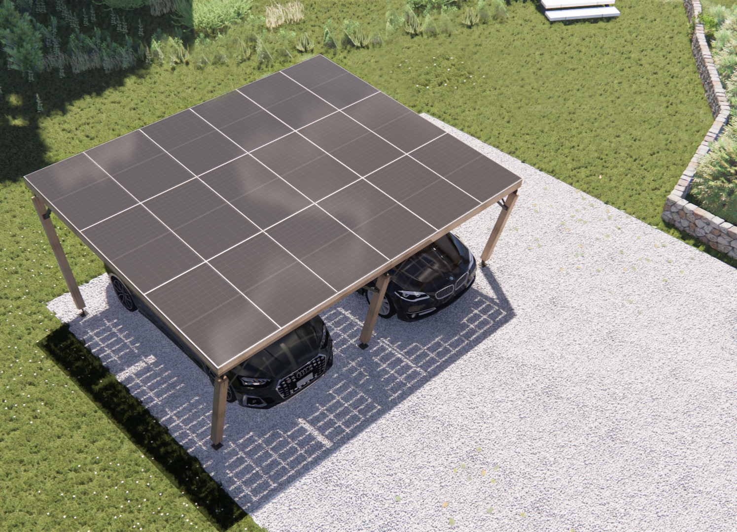 Carport solaire bois T2